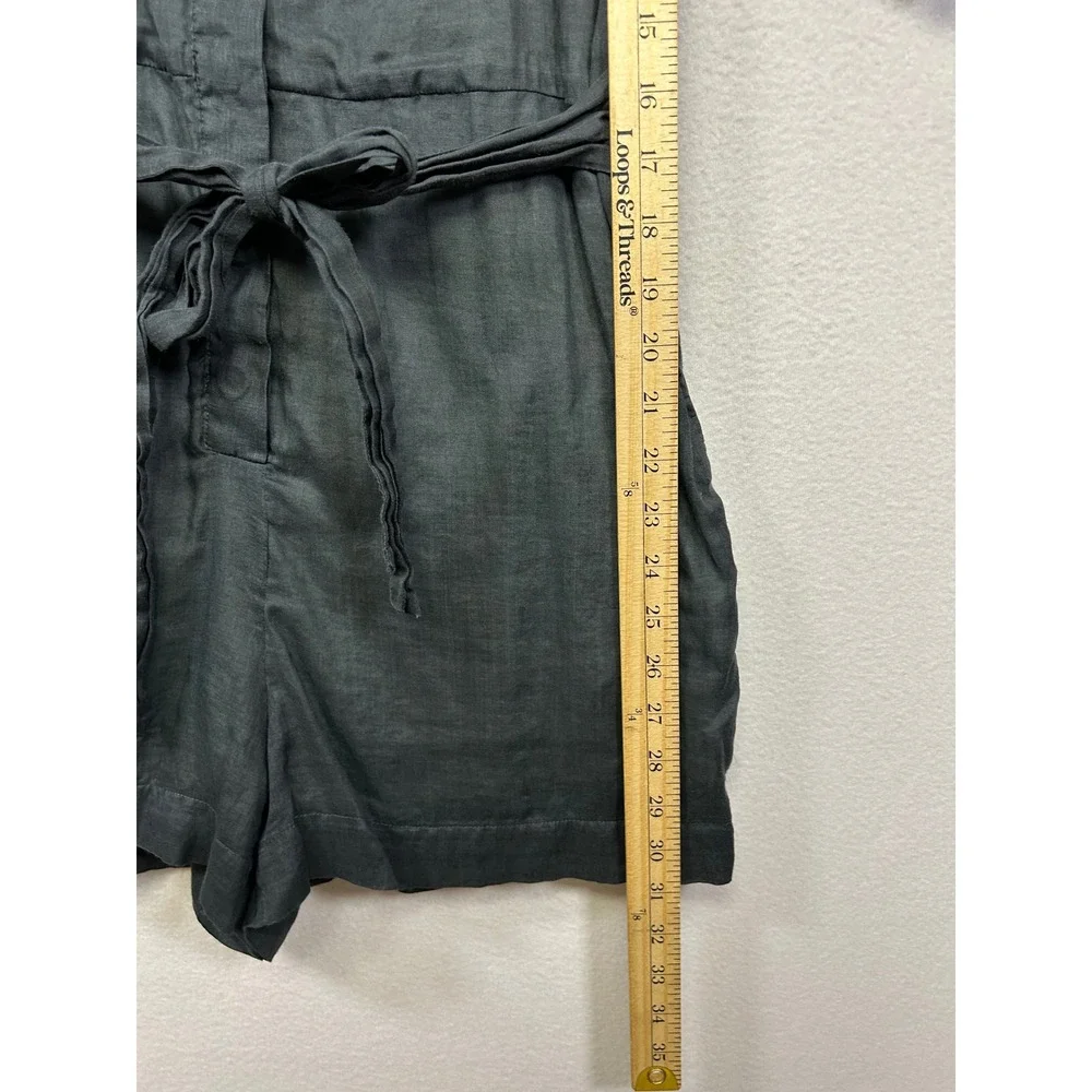 Minimalist‎ Banana Republic Womens 10 Petite Dark Gray Ramie Utility Romper